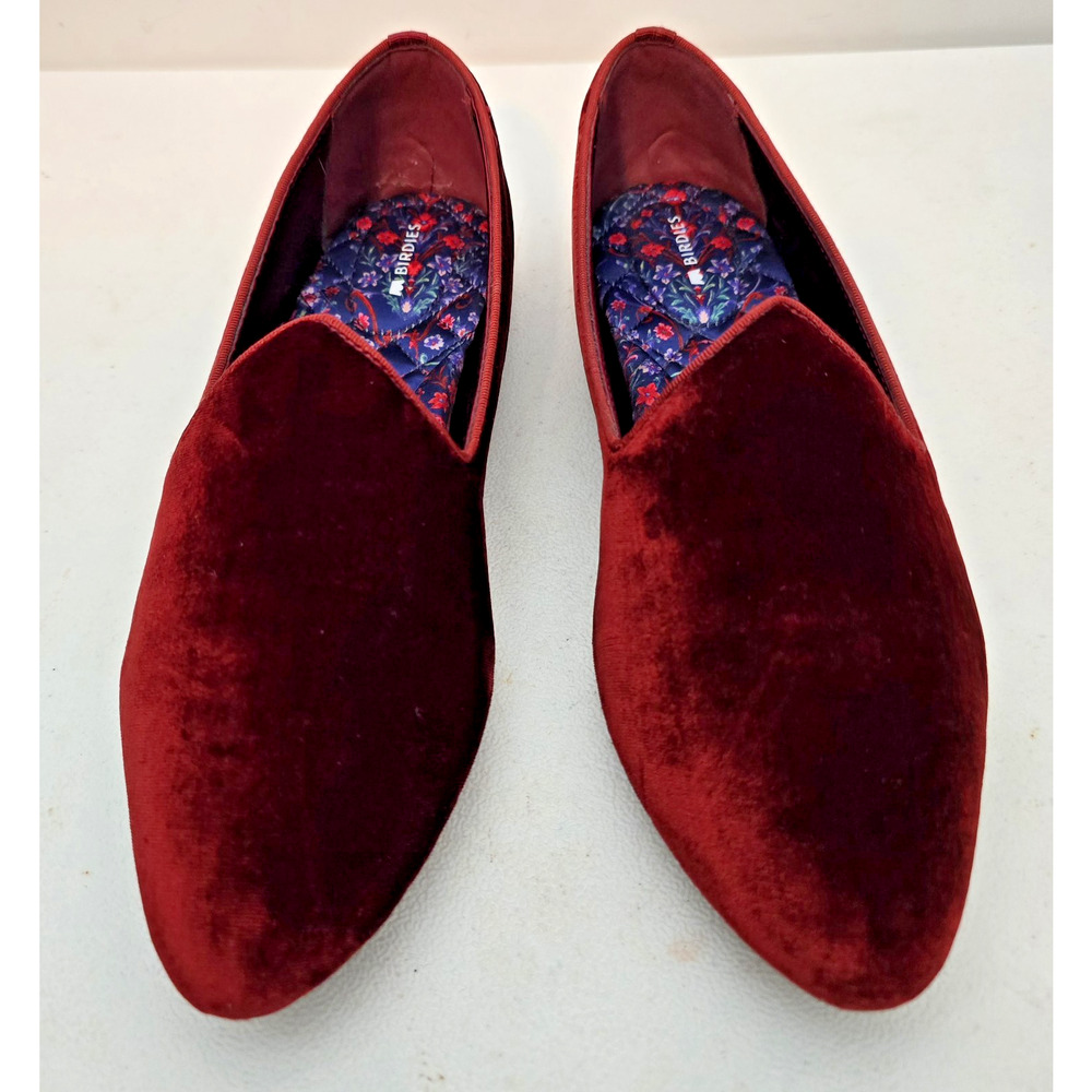 Birdies Womens Heron Flat Red Velvet Slip on Romantic Smoking Loafers US 10 - Picture 2 of 10